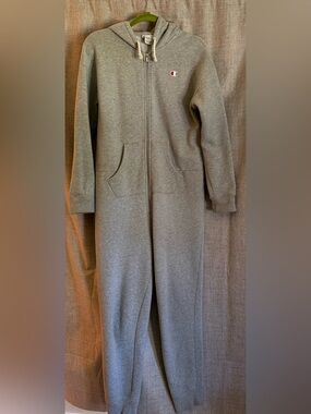 Vintage Limited Edition Champion Gray Full-Zip Hooded Onesie Small